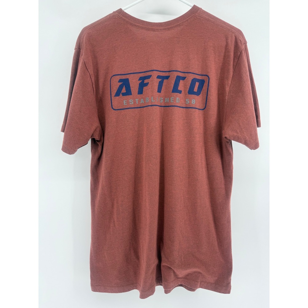 AFTCO American Fishing Tackle Co Mens Short Sleeve T Shirt Medium Red‎ Fishing